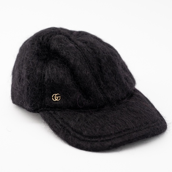 Gucci Mohair Baseball Cat GG Black Hat size M - Picture 1 of 6